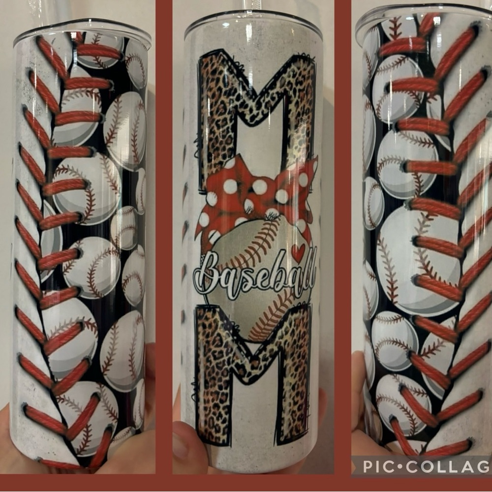Baseball mama 20oz tumbler cup stainless steel insulated